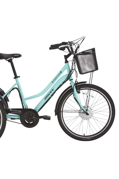 Bisan E - PORTER LİTYUM ELEKTRİKLİ BİSİKLET 44 CM V - ROLLER FREN 3 VİTES 24 JANT TURKUAZ SİYAH - Resim 2