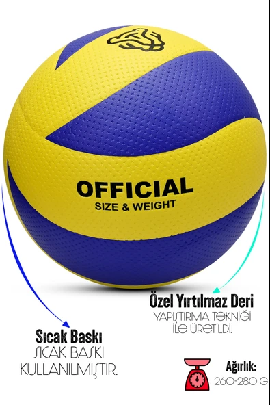 Sert Zemin Voleybol Topu Pompalı SET 8 Panel Sert Deri İç-Dış Mekan Uygun Dayanıklı VT600 - Resim 3