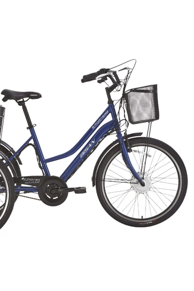 Bisan E - PORTER LİTYUM ELEKTRİKLİ BİSİKLET 44 CM V - ROLLER FREN 3 VİTES 24 JANT LACİVERT BEYAZ - Resim 3