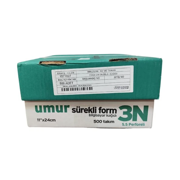 UMUR Sürekli Form 11x24 3 Nüsha (5.5 Perforeli) 500 lü ürün görseli