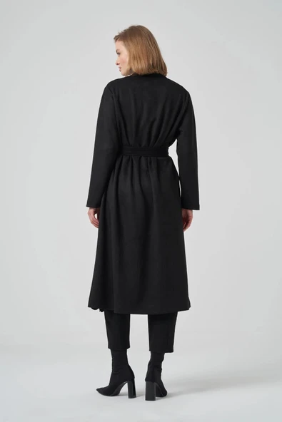 Nuss 6001 Şal Yaka Taş İşlemeli Kap - Siyah - Resim 3