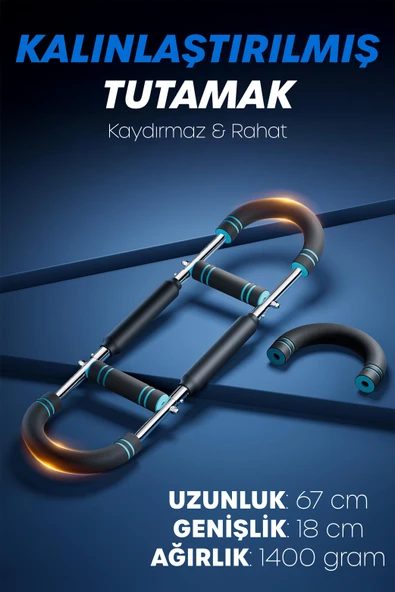 2X POWER (25-50KG) Ayarlanabilir Çift Metal Yaylı Göğüs & Kol Full Body Egzersiz Aleti Fitness Bar - Resim 4