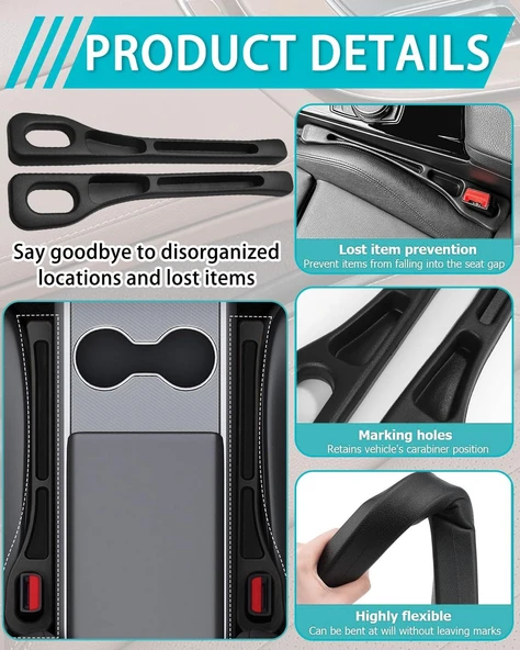 Araç Koltuğu Boşluk Doldurucu ve Düzenleyici Organizer 2'li Siyah - 3