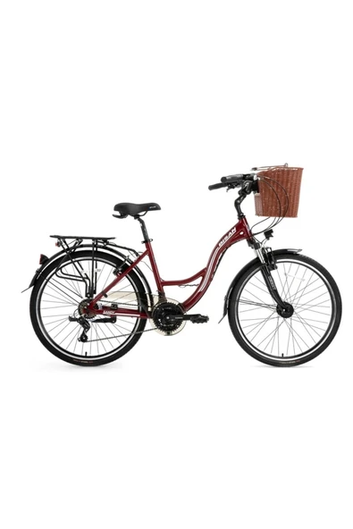 Bisan SANDY SEPETLİ ŞEHİR BİSİKLETİ 43CM V 26 JANT 21 VİTES BORDO BEYAZ ürün görseli 1