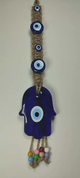 Dekoratif Nazarlık, İpli Nazar Boncuğu makrome örgü 48cm