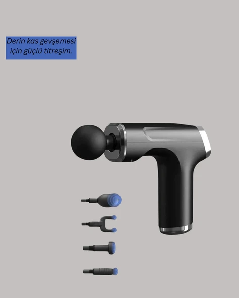 Mini Masaj Tabancası 4 Başlık 6 Hız Ayarlı - 2