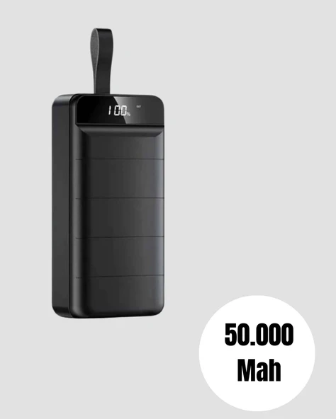 50.000 mAh Ultra Güçlü Powerbank 4 USB Çıkışlı, LED Dijital Göstergeli, Hızlı Şarj Destekli Taşınabilir Şarj Cihazı - 2