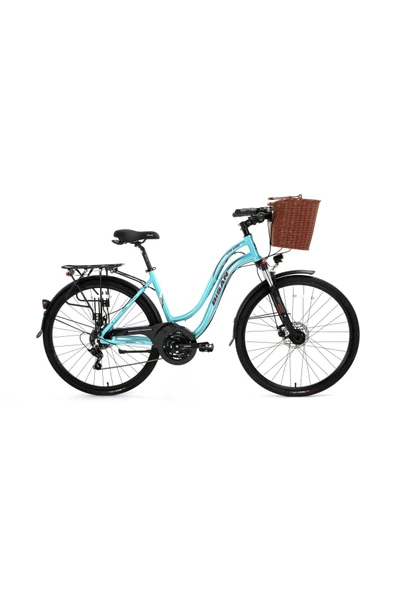 Bisan CTX 6300 Şehir Bisikleti 46 Cm Mekanik Disk Fren 28 Jant 21 Vites Turkuaz Bordo ürün görseli 1