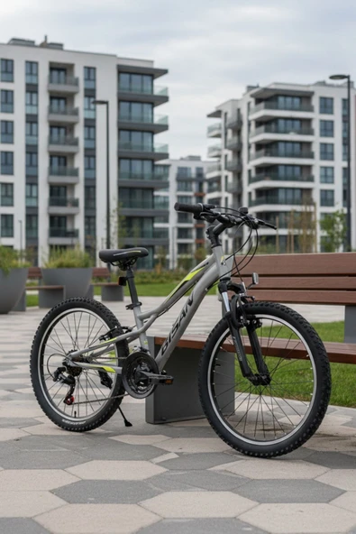 Bisan BUFFALO 24 JANT ÇOCUK BİSİKLETİ 30 CM ÇELİK KADRO V-FREN 18 VİTES AÇIK GRİ SİYAH SARI (7-12 YAŞ) - Resim 5