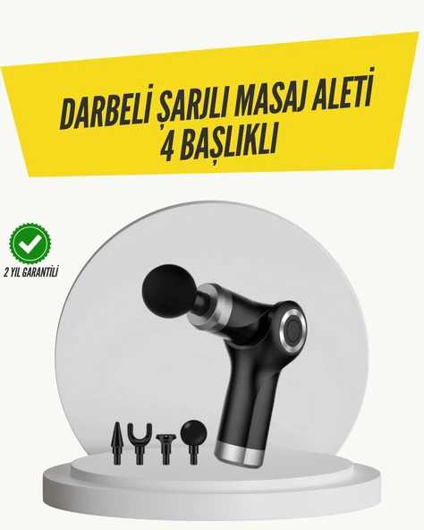 Mini Masaj Tabancası 4 Başlık 6 Hız Ayarlı - 1