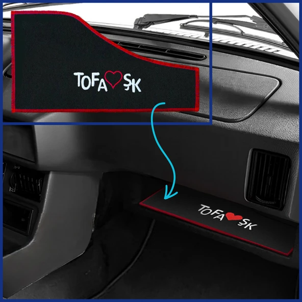 Tofaş Şahin Doğan Kartal Torpido Alt Sehpa Koruma Halısı / Nakışlı Torpido Alt Kaplama Halısı Örtüsü ürün görseli
