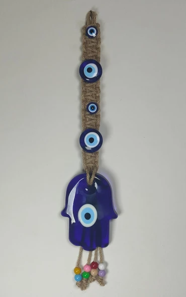 Dekoratif Nazarlık, İpli Nazar Boncuğu makrome örgü 48cm - 3