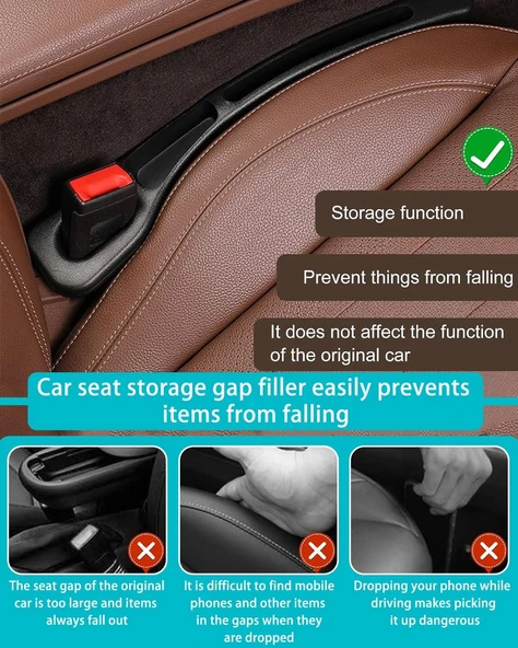 Araç Koltuğu Boşluk Doldurucu ve Düzenleyici Organizer 2'li Siyah - 5