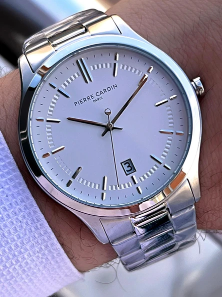 Pierre Cardin İtalyan Tasarım Bileklik Hediyeli Çelik Kasa Ve Kordon 3 Atm Erkek Kol Saati PC.0302.3 - Resim 2