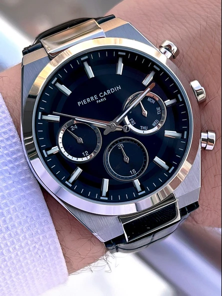 Pierre Cardin İtalyan Tasarım Bileklik Hediyeli Çelik Kasa Deri Kordon 3 Atm Erkek Kol Saati 0009.2 - 2