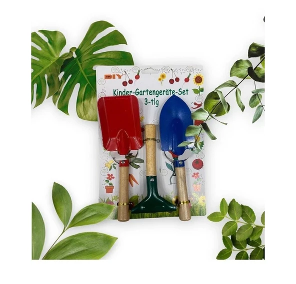 Kürek tırmık hobi seti Kürek bahçe seti metal başlık 3 lü set - 3