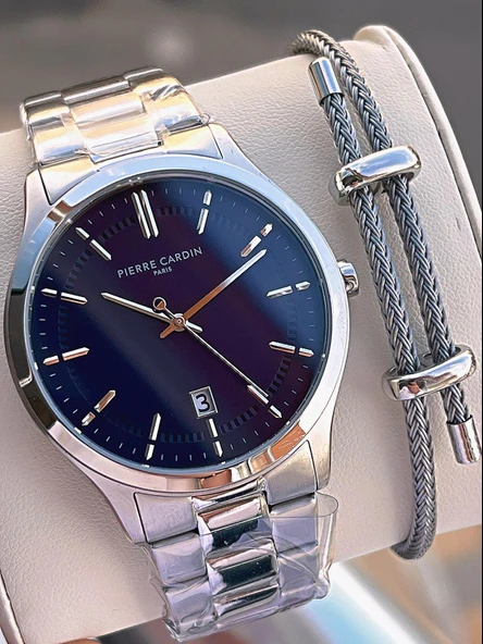 Pierre Cardin İtalyan Tasarım Bileklik Hediyeli Çelik Kasa Ve Kordon 3 Atm Erkek Kol Saati PC.0302.2 ürün görseli