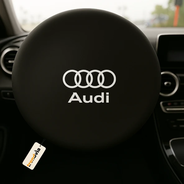 Audi Uyumlu Siyah Direksiyon Koruma Kılıfı  Penye Kumaş Dokuma