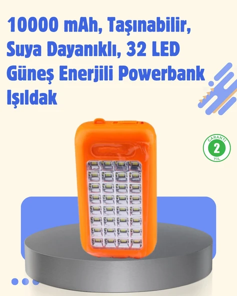 Gold Silver GS-875 Güneş Enerjili Powerbank ve 32 LED Işıldak - 1