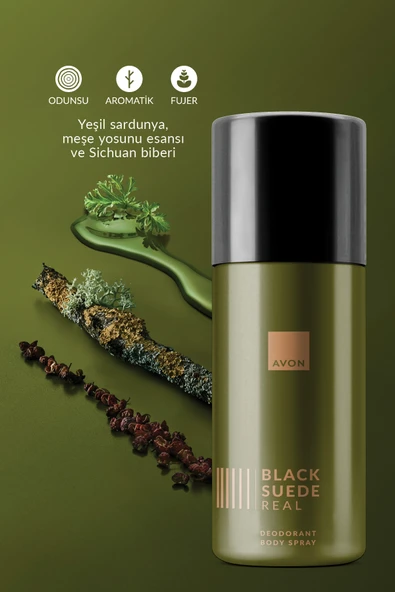Avon Black Suede Real Sprey Deodorant 150ml - Resim 2