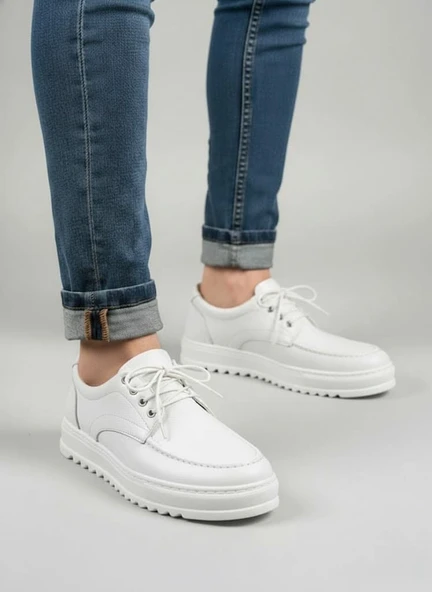 JY-T12x Arts Bağcıklı Cilt Erkek Günlük Spor Klasik Ayakkabı CBT - Beyaz ürün görseli