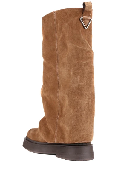 Stato - Taba Hakiki Süet Deri Fermuarsız Kadın Çizme 25-2359 - Resim 5