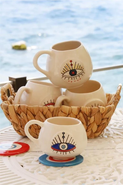 Fatima Rosa El Yapımı Seramik Kupa Fincan - 2