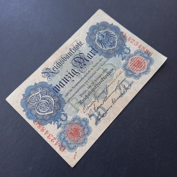 Escoines 3996368f55d79d7d7a 1914 Almanya Berlin O.423 serisi 20 Mark ÇT+ - Resim 2