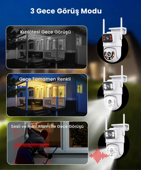4K 8MP Çift Ekran Lens Wifi 2K Poz Kamera IP66 Su Geçirmez Otomatik İzleme Güvenlik Kamerası - 5