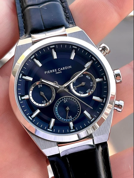 Pierre Cardin İtalyan Tasarım Bileklik Hediyeli Çelik Kasa Deri Kordon 3 Atm Erkek Kol Saati 0009.1 - Resim 4