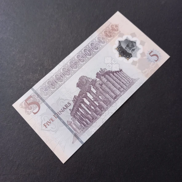 Escoines 3996368f3f38a91b7f 2013 (1444 H) Libya 5 Dinar Hybrid ÇİL - hafif katlanma izi var - Resim 5