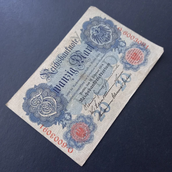 Escoines 3996368f4044a3f518 1914 Almanya Berlin O serisi 20 Mark ÇT - Resim 4