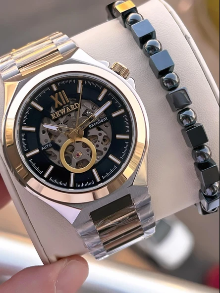 Reward Otomatik Çelik Kasa Çelik Kordon 5 Atm Suya Dayanıklı Erkek Kol Saati VS.BLKT.0634 ürün görseli