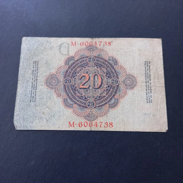 Escoines 3996368f3eec02d93f 1914 Almanya Berlin M serisi 20Mark ÇT - Resim 2