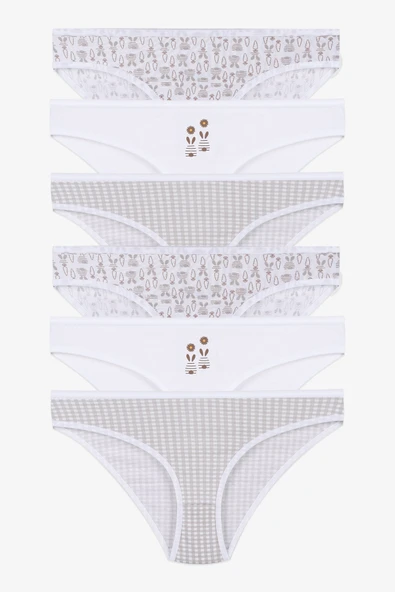 Çocuk 6'lı Desenli Pamuklu Likralı Külot ürün görseli