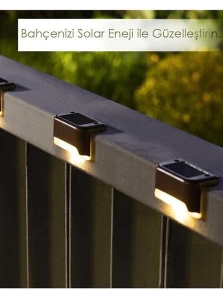 Güneş Enerjili Bahçe LED Lamba Dekor Bahçe Aydınlatma 2 Adet Köşebent Merdiven Veranda Solar - Resim 3