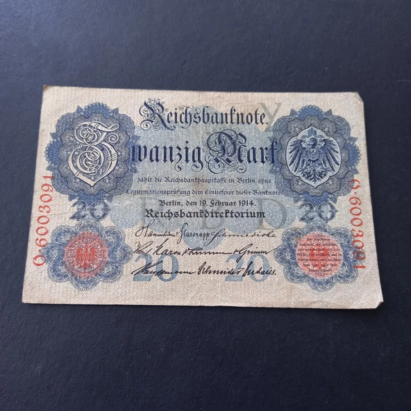 Escoines 3996368f4044a3f518 1914 Almanya Berlin O serisi 20 Mark ÇT - Resim 2