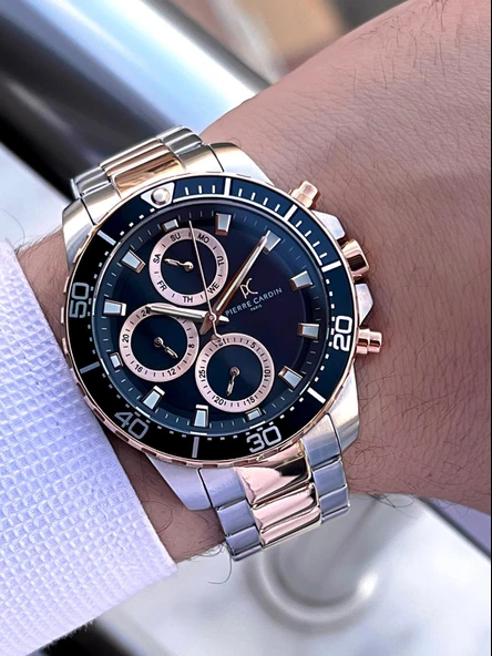 Pierre Cardin İtalyan Tasarım Bileklik Hediyeli Çelik Kasa Ve Kordon 3 Atm Erkek Kol Saati E0102.RG - Resim 3