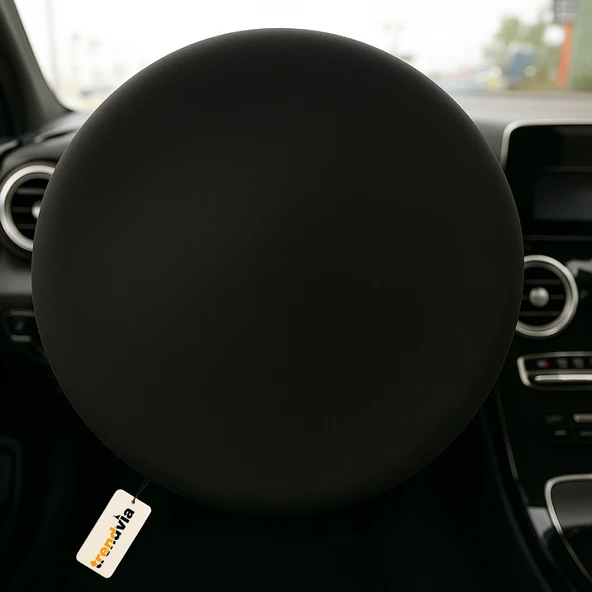 Düz Siyah Her Araca Uyumlu Siyah Direksiyon Koruma Kılıfı  Penye Kumaş Doku