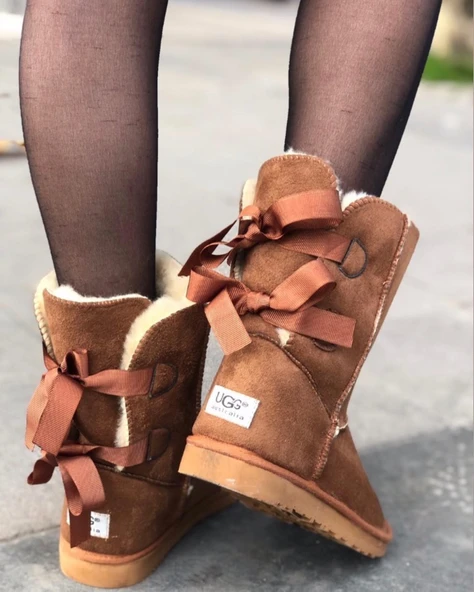 Kürklü Hakiki Deri Fiyonklu Bayan Bot ürün görseli 1