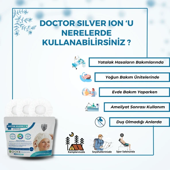 Gümüş İyonlu, Kremli, Durulama Gerektirmeyen, Onarıcı Hasta Saç Yıkama Bonesi (1 ADET) - Resim 11