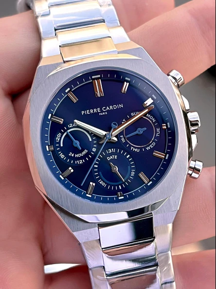 Pierre Cardin İtalyan Tasarım Bileklik Hediyeli Çelik Kasa Ve Kordon 3 Atm Erkek Kol Saati PC.1001.MS1 - Resim 4