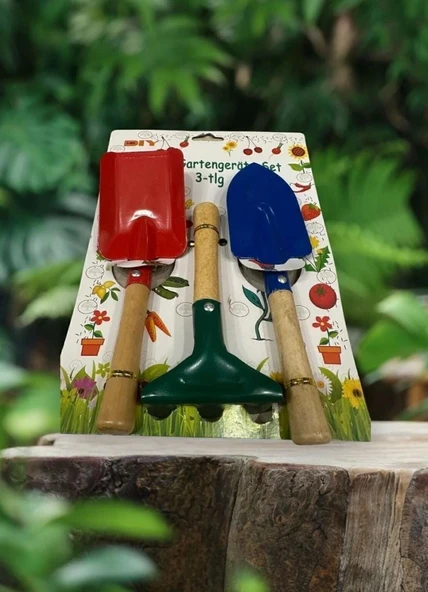 Kürek tırmık hobi seti Kürek bahçe seti metal başlık 3 lü set