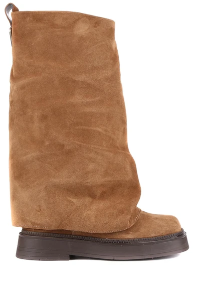 Stato - Taba Hakiki Süet Deri Fermuarsız Kadın Çizme 25-2359 - Resim 2