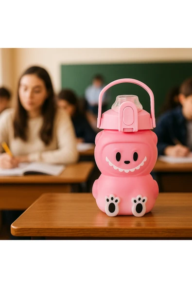 Labubu Matara Pembe 1000 ml – Sevimli Kapaklı Su Şişesi, Okul & Spor İçin Dayanıklı Su Kabı ürün görseli