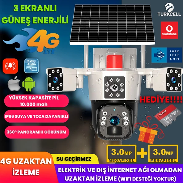 KADRAJ Solar Güvenlik Kamerası | Güneş Panelli |  Çift Lensli | 4G SIM Kart Destekli | 10.000mAh Batarya | 6MP Full HD Görüntü Kalitesi