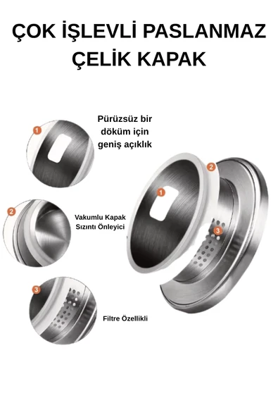 Isıya Dayanıklı Borosilikat Cam Sürahi İnox Kapak 2 Lt - Resim 2