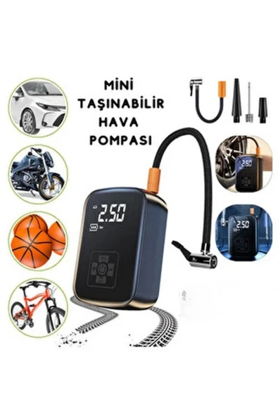 Blackbird WY-006 Taşınabilir Akıllı Kablosuz Hava Kompresörü - Dijital Ekranlı Şarj Edilebilir Lastik Şişirme Pompası (1 - 3