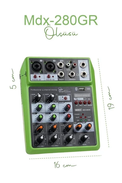 Midex MDX-280GR Ses Kartlı Ses Mikseri Stüdyo Kayıt Mixer - 5