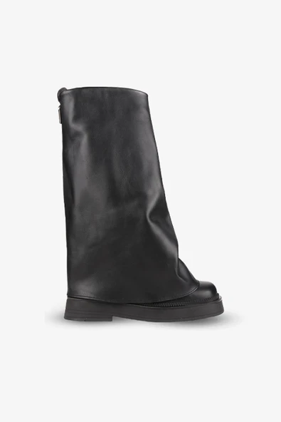 Stato - Siyah Hakiki Süet Deri Fermuarsız Kadın Çizme 25-2359 ürün görseli 1